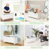 imageINFANS Toy Box Wooden Kids Toy Storage Chest Wooden Trunk Bench with Fliptop Lid Safety Hinge Toddler Cabinet Organizer for Bedroom Playroom Nursery Entryway White