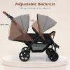 imageINFANS Double Stroller Foldable Baby Tandem Stroller with Djustable Backrest Canopy Footrest 5Point Harness Storage Basket Convertible Compact Twin Stroller for Infants and ToddlersLight Grey