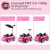 imageLicensed Fiat 500 Ride on Push Car by INFANS 3 in 1 Baby Stroller Sliding Walking Car with Retractable Footrest Parent Control Handle Horn FoottoFloor Toys for Kids Toddlers 18 Month PinkPink