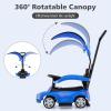 imageLicensed Mercedes Benz Push Car for Toddlers by INFANS 3 in 1 Sliding Walking Car with Push Handle Horn Music Underneath Storage FoottoFloor Ride on Toys for Boys Girls WhiteBlue