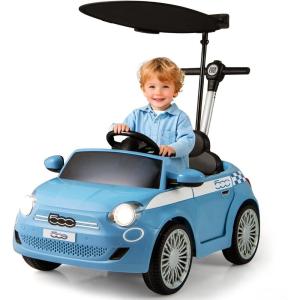imageLicensed Fiat 500 Ride on Push Car by INFANS 3 in 1 Baby Stroller Sliding Walking Car with Retractable Footrest Parent Control Handle Horn FoottoFloor Toys for Kids Toddlers 18 Month PinkBlue