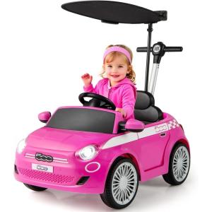 imageLicensed Fiat 500 Ride on Push Car by INFANS 3 in 1 Baby Stroller Sliding Walking Car with Retractable Footrest Parent Control Handle Horn FoottoFloor Toys for Kids Toddlers 18 Month PinkPink