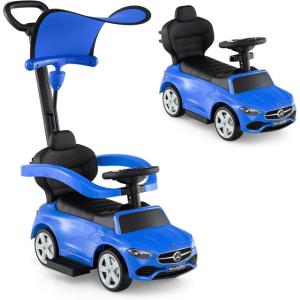 imageLicensed Mercedes Benz Push Car for Toddlers by INFANS 3 in 1 Sliding Walking Car with Push Handle Horn Music Underneath Storage FoottoFloor Ride on Toys for Boys Girls WhiteBlue