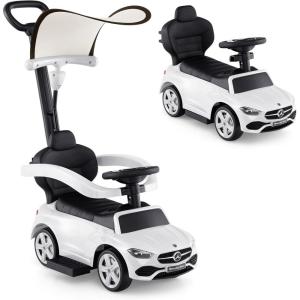 imageLicensed Mercedes Benz Push Car for Toddlers by INFANS 3 in 1 Sliding Walking Car with Push Handle Horn Music Underneath Storage FoottoFloor Ride on Toys for Boys Girls WhiteWhite