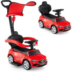 imageLicensed Mercedes Benz Push Car for Toddlers by INFANS 3 in 1 Sliding Walking Car with Push Handle Horn Music Underneath Storage FoottoFloor Ride on Toys for Boys Girls WhiteRed