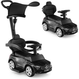 imageLicensed Mercedes Benz Push Car for Toddlers by INFANS 3 in 1 Sliding Walking Car with Push Handle Horn Music Underneath Storage FoottoFloor Ride on Toys for Boys Girls WhiteBlack