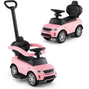 imageLicensed Push Car for Toddlers by INFANS 3 in 1 Sliding Walking Car with Push Handle Horn Music Underneath Storage FoottoFloor Ride on Toys for Boys Girls IvoryPink