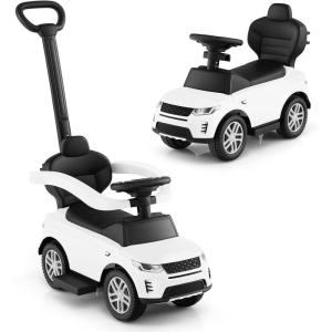 imageLicensed Push Car for Toddlers by INFANS 3 in 1 Sliding Walking Car with Push Handle Horn Music Underneath Storage FoottoFloor Ride on Toys for Boys Girls IvoryIvory