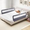 imageINFANS Bed Rail for Toddlers 59quot Foldable Safety Baby Crib Rail Fit for Kids Twin Extra Long Swing Down Bed Guardrail for Convertible Crib Queen Full King Mattress Side Guard PinkGrey