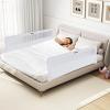imageINFANS Bed Rail for Toddlers 59quot Foldable Safety Baby Crib Rail Fit for Kids Twin Extra Long Swing Down Bed Guardrail for Convertible Crib Queen Full King Mattress Side Guard PinkWhite