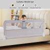 imageINFANS Bed Rail for Toddlers 59quot Foldable Safety Baby Crib Rail Fit for Kids Twin Extra Long Swing Down Bed Guardrail for Convertible Crib Queen Full King Mattress Side Guard PinkLight Gray