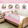 imageINFANS Bed Rail for Toddlers 59quot Foldable Safety Baby Crib Rail Fit for Kids Twin Extra Long Swing Down Bed Guardrail for Convertible Crib Queen Full King Mattress Side Guard PinkPink