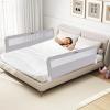 imageINFANS Bed Rail for Toddlers 59quot Foldable Safety Baby Crib Rail Fit for Kids Twin Extra Long Swing Down Bed Guardrail for Convertible Crib Queen Full King Mattress Side Guard PinkLight Gray