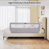 imageINFANS Bed Rail for Toddlers 59quot Foldable Safety Baby Crib Rail Fit for Kids Twin Extra Long Swing Down Bed Guardrail for Convertible Crib Queen Full King Mattress Side Guard PinkLight Gray