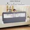 imageINFANS Bed Rail for Toddlers 59quot Foldable Safety Baby Crib Rail Fit for Kids Twin Extra Long Swing Down Bed Guardrail for Convertible Crib Queen Full King Mattress Side Guard PinkGrey