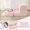 imageINFANS Climbing Toys for Toddlers Foam Climbing Blocks and Ball Pit for Baby 5pc Kids Climb and Crawl Block Activity Structure Play Set Indoor Foam Play Gym for Crawling and Sliding GreyPink