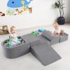 imageINFANS Climbing Toys for Toddlers Foam Climbing Blocks and Ball Pit for Baby 5pc Kids Climb and Crawl Block Activity Structure Play Set Indoor Foam Play Gym for Crawling and Sliding GreyGrey