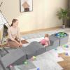 imageINFANS Climbing Toys for Toddlers Foam Climbing Blocks and Ball Pit for Baby 5pc Kids Climb and Crawl Block Activity Structure Play Set Indoor Foam Play Gym for Crawling and Sliding GreyGrey