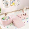 imageINFANS Climbing Toys for Toddlers Foam Climbing Blocks and Ball Pit for Baby 5pc Kids Climb and Crawl Block Activity Structure Play Set Indoor Foam Play Gym for Crawling and Sliding GreyPink