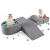 imageINFANS Climbing Toys for Toddlers Foam Climbing Blocks and Ball Pit for Baby 5pc Kids Climb and Crawl Block Activity Structure Play Set Indoor Foam Play Gym for Crawling and Sliding GreyGrey