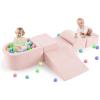 imageINFANS Climbing Toys for Toddlers Foam Climbing Blocks and Ball Pit for Baby 5pc Kids Climb and Crawl Block Activity Structure Play Set Indoor Foam Play Gym for Crawling and Sliding GreyPink