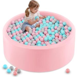 imageINFANS Foam Ball Pit for Toddlers with 200 Balls 36quotx 12quot Large Round Ball Pool Playpen with Soft Memory Sponge Pad BPA Free Ideal Gift for Kids Babies Indoor Outdoor PinkPink