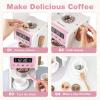 imageINFANS Corner Kids Kitchen Playset Toddler Wooden Pretend Cooking Set with Lights Sounds Coffee Machine Washing Machine Stove Removable Sink Storage Cabinet Simulation Play Kitchen Toy WhitePink