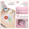 imageINFANS Corner Kids Kitchen Playset Toddler Wooden Pretend Cooking Set with Lights Sounds Coffee Machine Washing Machine Stove Removable Sink Storage Cabinet Simulation Play Kitchen Toy WhitePink