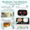 imageINFANS Corner Kids Kitchen Playset Toddler Wooden Pretend Cooking Set with Lights Sounds Coffee Machine Washing Machine Stove Removable Sink Storage Cabinet Simulation Play Kitchen Toy WhiteBlue