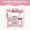 imageINFANS Corner Kids Kitchen Playset Toddler Wooden Pretend Cooking Set with Lights Sounds Coffee Machine Washing Machine Stove Removable Sink Storage Cabinet Simulation Play Kitchen Toy WhitePink