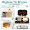 imageINFANS Corner Kids Kitchen Playset Toddler Wooden Pretend Cooking Set with Lights Sounds Coffee Machine Washing Machine Stove Removable Sink Storage Cabinet Simulation Play Kitchen Toy WhiteWhite