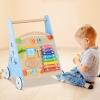 imageINFANS Wooden Baby Walker Montessori Walker with Multiple Activity Toys Storage Push Walker Toys for Infant Learning to Walk Sit to Stand Walker for Boys GirlsBlue