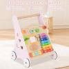 imageINFANS Wooden Baby Walker Montessori Walker with Multiple Activity Toys Storage Push Walker Toys for Infant Learning to Walk Sit to Stand Walker for Boys GirlsPink
