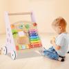 imageINFANS Wooden Baby Walker Montessori Walker with Multiple Activity Toys Storage Push Walker Toys for Infant Learning to Walk Sit to Stand Walker for Boys GirlsPink