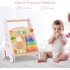 imageINFANS Wooden Baby Walker Montessori Walker with Multiple Activity Toys Storage Push Walker Toys for Infant Learning to Walk Sit to Stand Walker for Boys GirlsPink