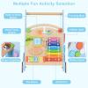 imageINFANS Wooden Baby Walker Montessori Walker with Multiple Activity Toys Storage Push Walker Toys for Infant Learning to Walk Sit to Stand Walker for Boys GirlsBlue
