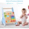 imageINFANS Wooden Baby Walker Montessori Walker with Multiple Activity Toys Storage Push Walker Toys for Infant Learning to Walk Sit to Stand Walker for Boys GirlsBlue