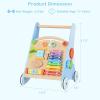 imageINFANS Wooden Baby Walker Montessori Walker with Multiple Activity Toys Storage Push Walker Toys for Infant Learning to Walk Sit to Stand Walker for Boys GirlsBlue