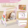 imageINFANS Wooden Baby Walker Montessori Walker with Multiple Activity Toys Storage Push Walker Toys for Infant Learning to Walk Sit to Stand Walker for Boys GirlsPink