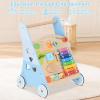 imageINFANS Wooden Baby Walker Montessori Walker with Multiple Activity Toys Storage Push Walker Toys for Infant Learning to Walk Sit to Stand Walker for Boys GirlsBlue