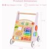 imageINFANS Wooden Baby Walker Montessori Walker with Multiple Activity Toys Storage Push Walker Toys for Infant Learning to Walk Sit to Stand Walker for Boys GirlsPink