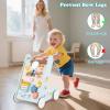 imageINFANS Wooden Baby Walker Montessori Walker with Multiple Activity Toys Storage Push Walker Toys for Infant Learning to Walk Sit to Stand Walker for Boys GirlsLight Blue