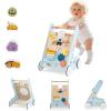 imageINFANS Wooden Baby Walker Montessori Walker with Multiple Activity Toys Storage Push Walker Toys for Infant Learning to Walk Sit to Stand Walker for Boys GirlsLight Blue