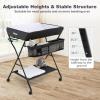 imageINFANS Baby Changing Table with Wheels Portable Folding Diaper Station Nursery Organizer with Storage Basket Hanging Rack Adjustable Height Safety Belt for Newborn Infant GrayBlack