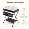 imageINFANS Baby Changing Table with Wheels Portable Folding Diaper Station Nursery Organizer with Storage Basket Hanging Rack Adjustable Height Safety Belt for Newborn Infant GrayBlack