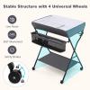 imageINFANS Baby Changing Table with Wheels Portable Folding Diaper Station Nursery Organizer with Storage Basket Hanging Rack Adjustable Height Safety Belt for Newborn Infant GrayGray