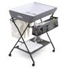 imageINFANS Baby Changing Table with Wheels Portable Folding Diaper Station Nursery Organizer with Storage Basket Hanging Rack Adjustable Height Safety Belt for Newborn Infant GrayGray