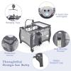 imageINFANS 3 in 1 Pack and Play Portable Travel Baby Crib Bassinet with Detachable Mattress Newborn Changing Table Foldable Playpen with Carry Bag and 2 Wheels CartoonClassic
