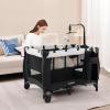 imageINFANS 3 in 1 Pack and Play Portable Travel Baby Crib Bassinet with Detachable Mattress Newborn Changing Table Foldable Playpen with Carry Bag and 2 Wheels CartoonMorden