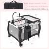 imageINFANS 3 in 1 Pack and Play Portable Travel Baby Crib Bassinet with Detachable Mattress Newborn Changing Table Foldable Playpen with Carry Bag and 2 Wheels CartoonCartoon